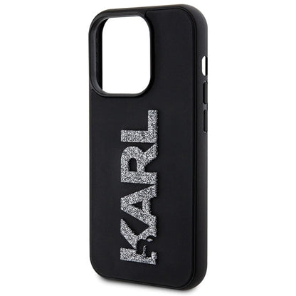 Karl Lagerfeld 3D Rubber Glitter Logo case for iPhone 15 Pro Max - black_5