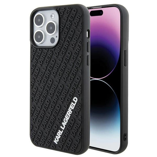Karl Lagerfeld 3D Rubber Multi Logo case for iPhone 15 Pro Max - black_0