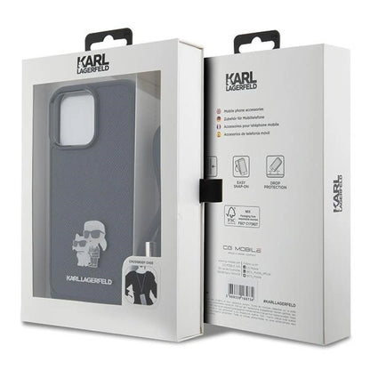 Karl Lagerfeld Crossbody Saffiano Metal Pin Karl &amp; Choupette Case for iPhone 15 Pro Max - Black_6
