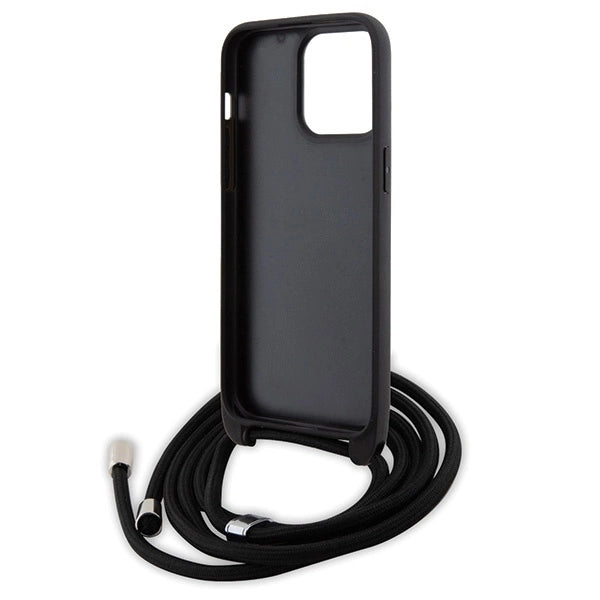 Karl Lagerfeld Crossbody Saffiano Monogram Metal Pin Karl &amp; Choupette Case for iPhone 15 Pro Max - Black_5
