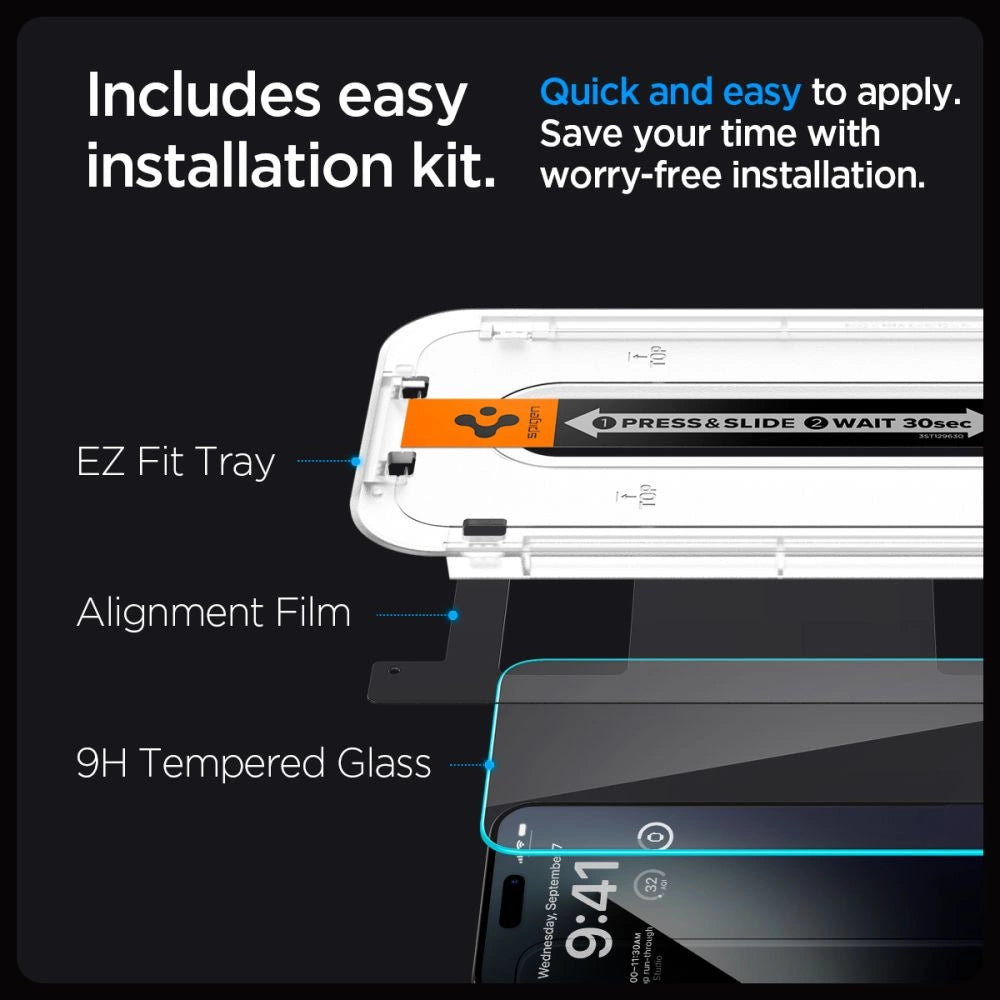 Spigen Glas.tR EZ Fit Tempered Glass for iPhone 15 Pro_9
