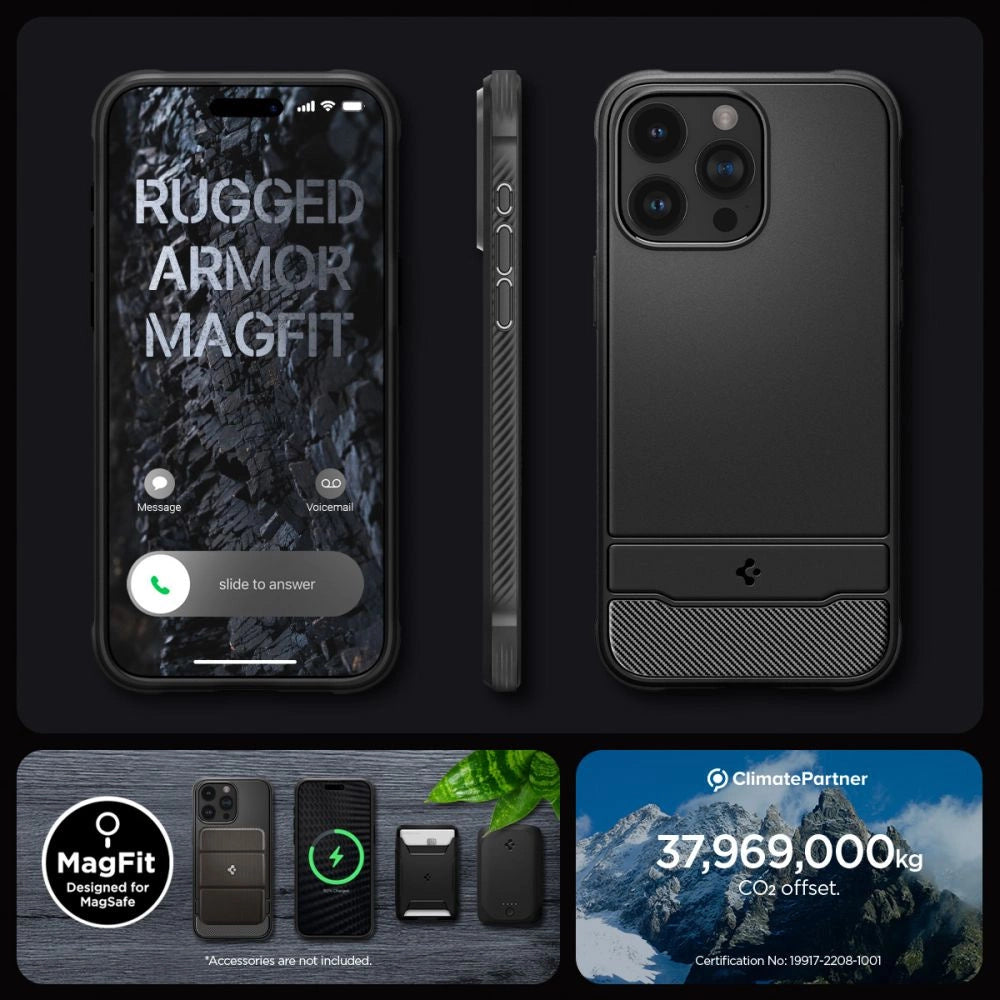 Spigen Rugged Armor Mag Case with MagSafe for iPhone 15 Pro - Matte Black_15