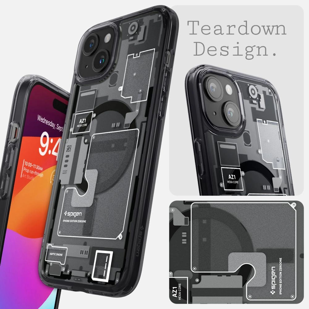 Spigen Ultra Hybrid Mag Case with MagSafe for iPhone 15 Plus - Dark Gray (Zero One Pattern)_10