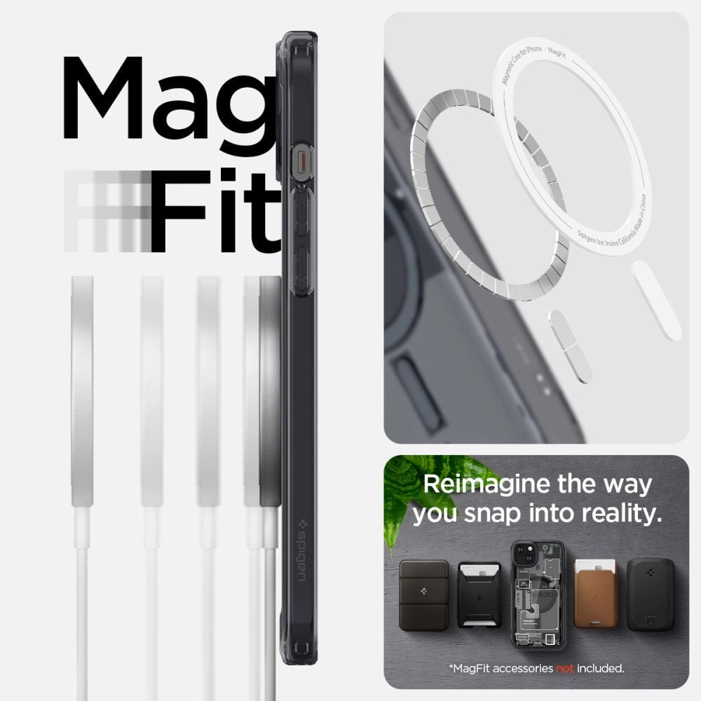 Spigen Ultra Hybrid Mag Case with MagSafe for iPhone 15 Plus - Dark Gray (Zero One Pattern)_12