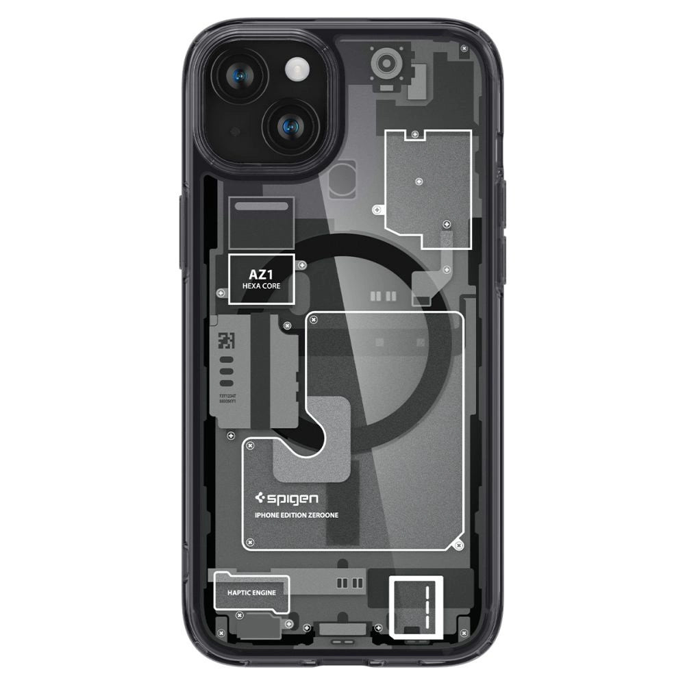 Spigen Ultra Hybrid Mag Case with MagSafe for iPhone 15 Plus - Dark Gray (Zero One Pattern)_1