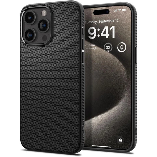 Spigen Liquid Air Case for iPhone 15 Pro Max - Matte Black_0