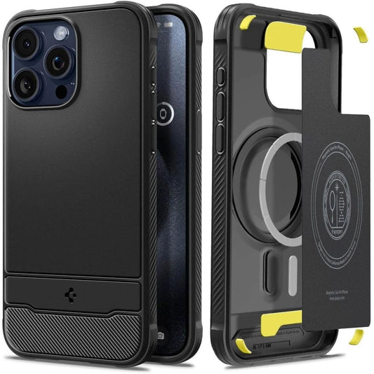 Spigen Rugged Armor Mag Case with MagSafe for iPhone 15 Pro Max - Matte Black_0