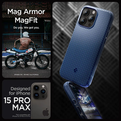 Spigen Mag Armor Case with MagSafe for iPhone 15 Pro Max - Blue_8