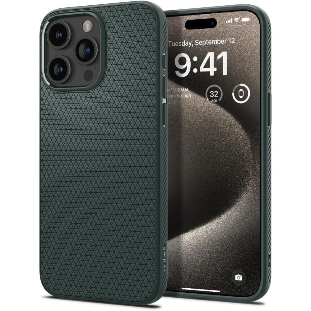 Spigen Liquid Air iPhone 15 Pro Max Case - Dark Green_0