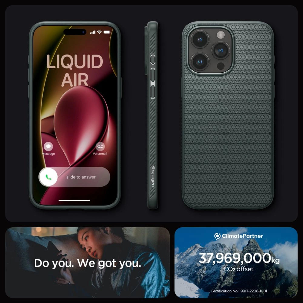 Spigen Liquid Air iPhone 15 Pro Max Case - Dark Green_14