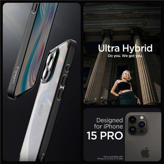 Spigen Crystal Hybrid iPhone 15 Pro Case - Black_0