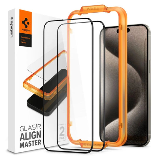 Spigen ALM Glass FC Tempered Glass for iPhone 15 Pro Max - Black 2 pcs._0