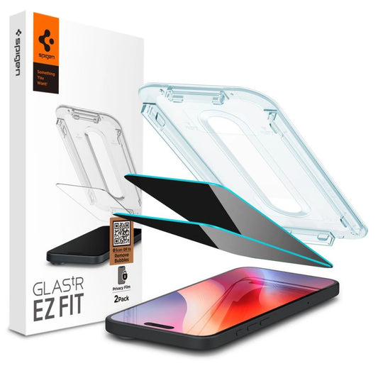 Spigen Glas.tR EzFit Privacy Tempered Glass for iPhone 15/16 with Adapter (2 pcs.)_0