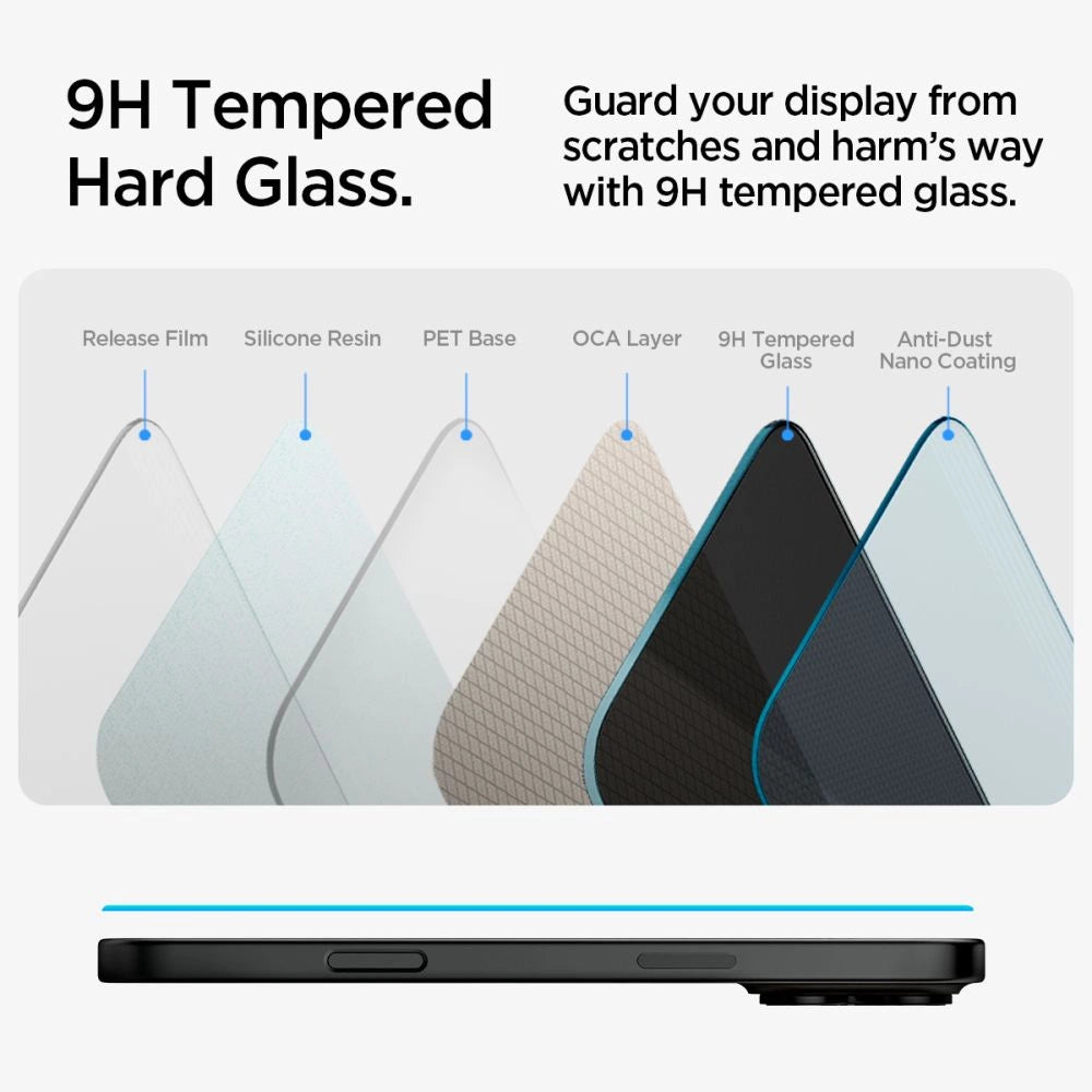 Spigen Glas.tR EzFit Privacy Tempered Glass for iPhone 15/16 with Adapter (2 pcs.)_8