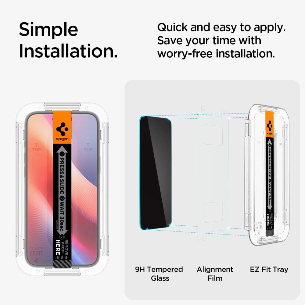 Spigen Glas.tR EzFit Privacy Tempered Glass for iPhone 15/16 with Adapter (2 pcs.)_13