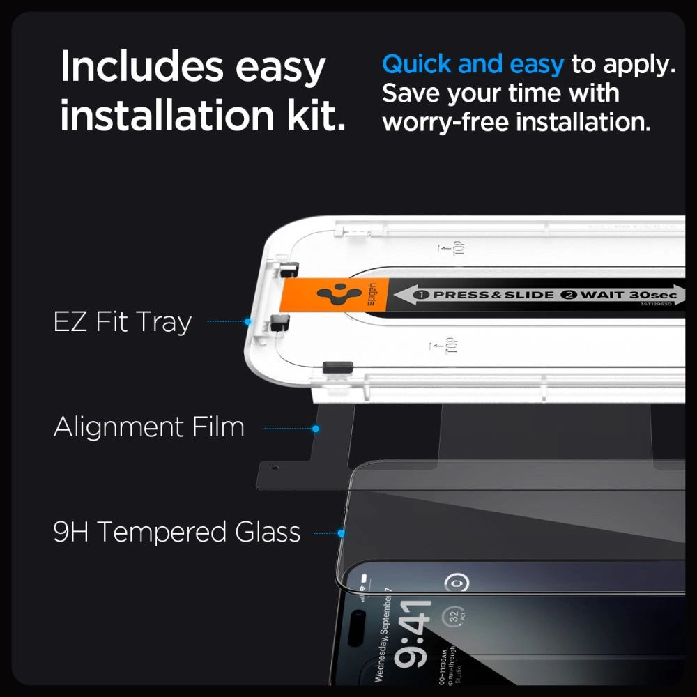 Spigen Glas.tR EZ Fit FC Tempered Glass for iPhone 15 Pro - Black 2 pcs._10