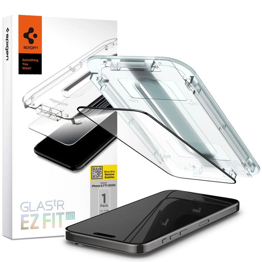 Spigen Glas.tR EZ Fit FC Tempered Glass for iPhone 15 Pro Max - Black_0