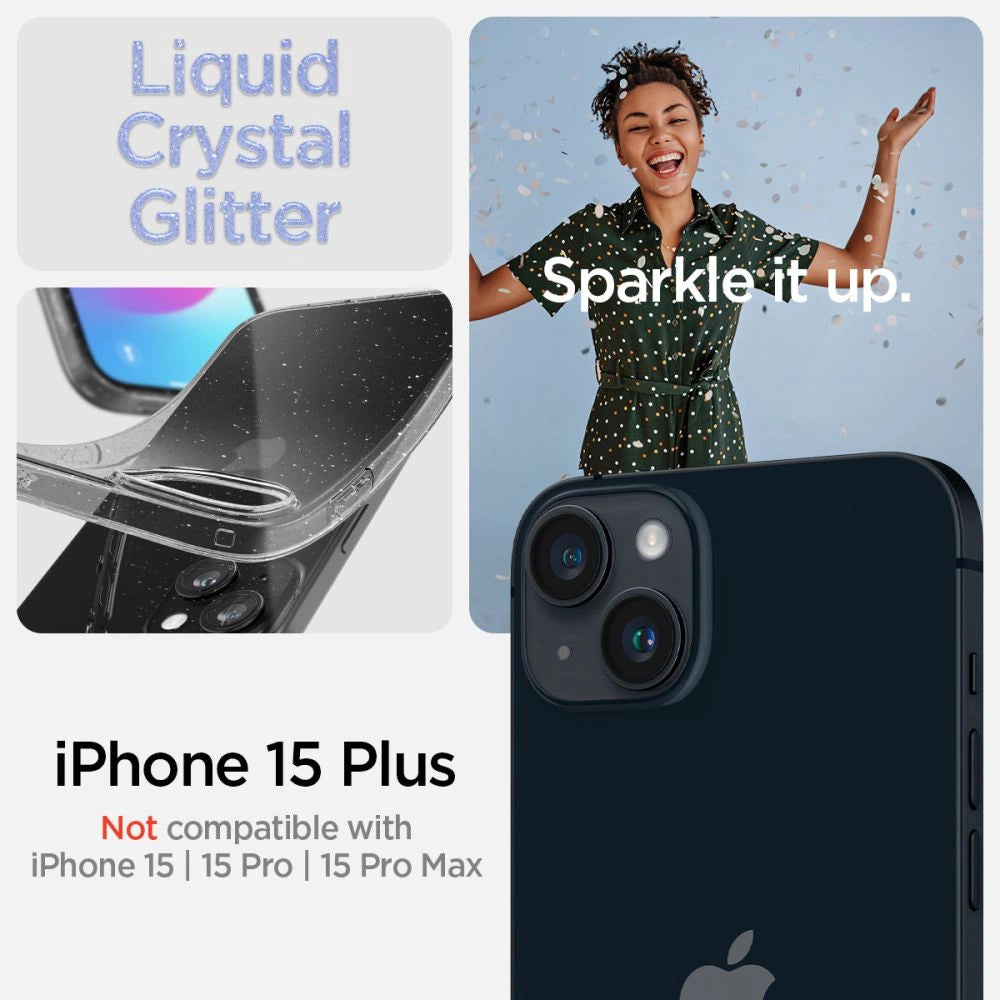 Spigen Liquid Crystal iPhone 15 Plus Case - Clear Glitter_9