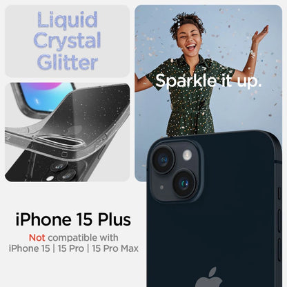 Spigen Liquid Crystal iPhone 15 Plus Case - Clear Glitter_9