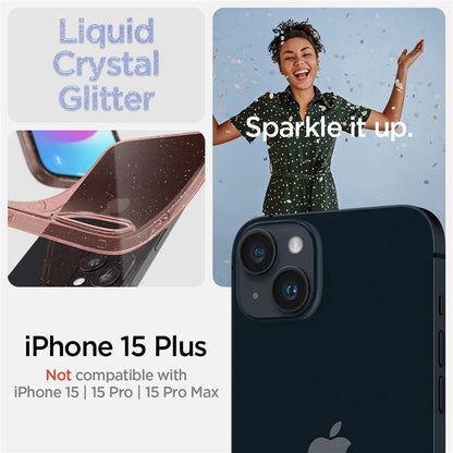 Spigen Liquid Crystal Glitter iPhone 15 Plus Case - Pink/Clear_12