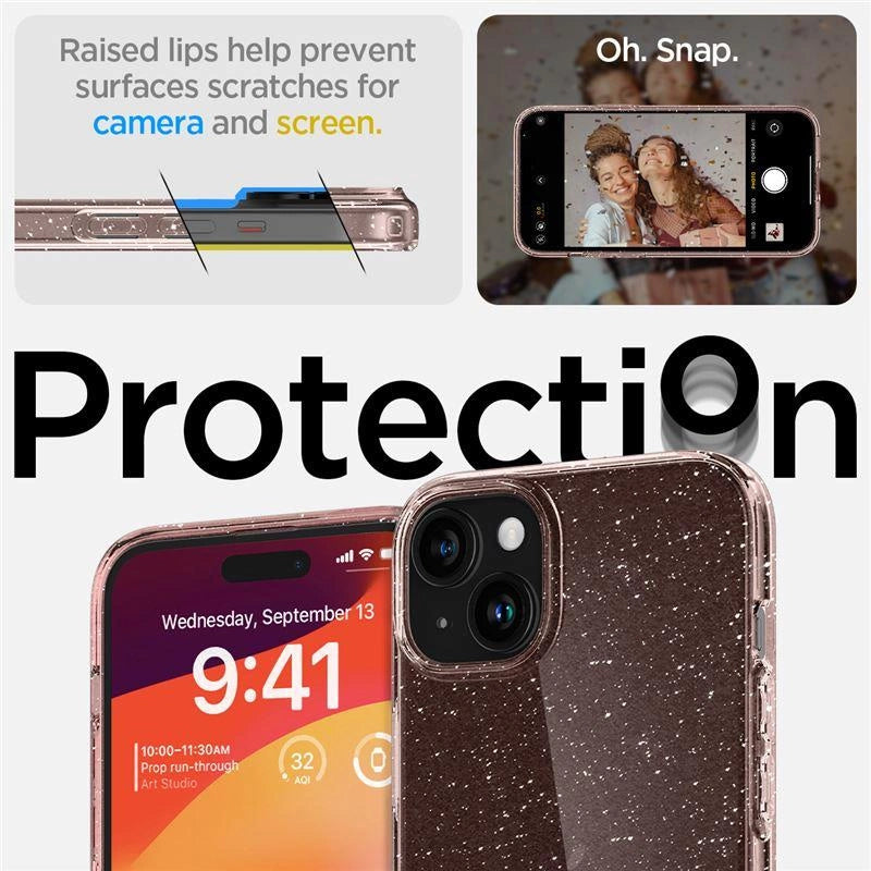Spigen Liquid Crystal Glitter iPhone 15 Plus Case - Pink/Clear_2