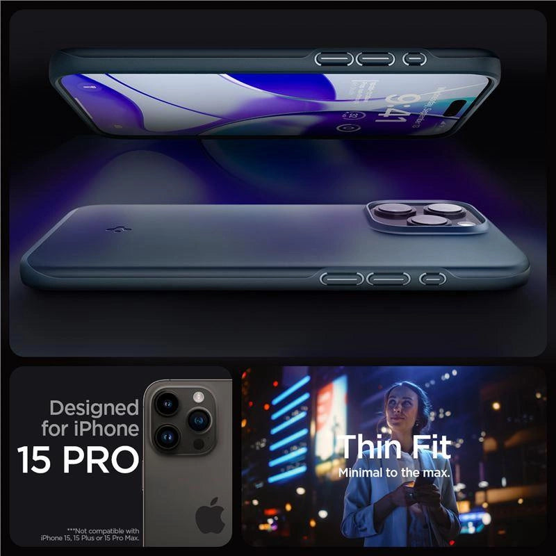 Spigen Thin Fit iPhone 15 Pro Case - Navy Blue_2