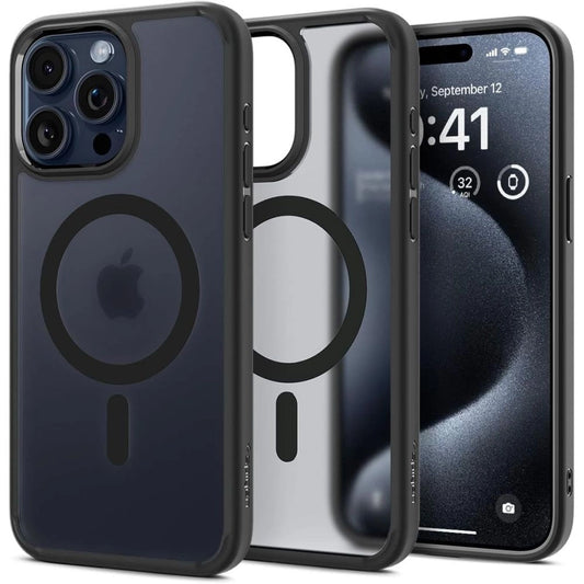 Spigen Ultra Hybrid Mag Case with MagSafe for iPhone 15 Pro Max - Clear Black_0