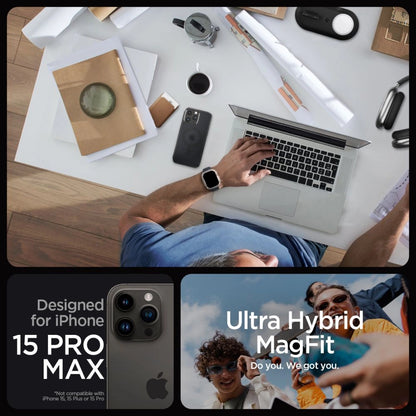 Spigen Ultra Hybrid Mag Case with MagSafe for iPhone 15 Pro Max - Clear Black_4