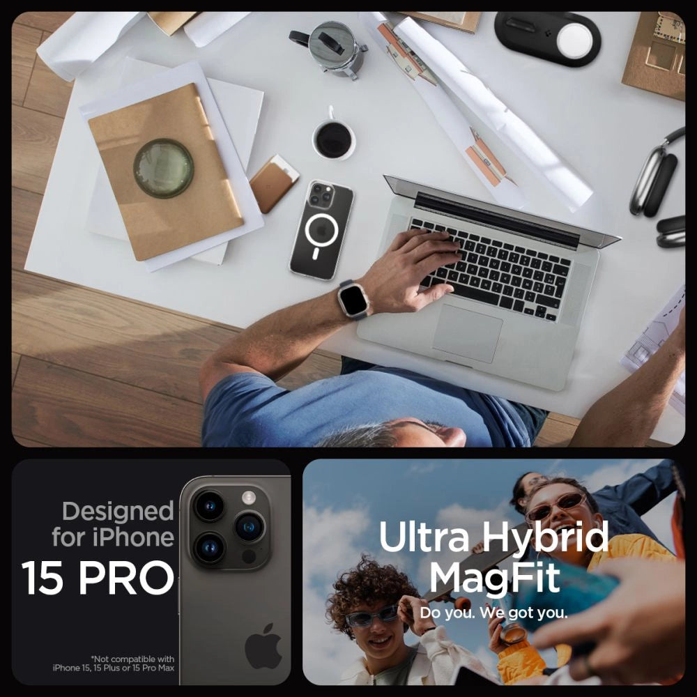Spigen Ultra Hybrid Mag Case with MagSafe for iPhone 15 Pro - Clear Matte_8