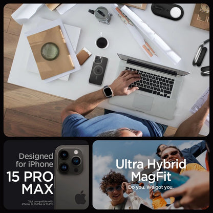 Spigen Ultra Hybrid Mag case with MagSafe for iPhone 15 Pro Max - graphite_10