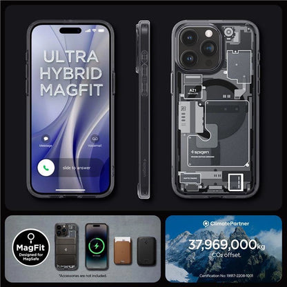 Spigen Ultra Hybrid Mag Case with MagSafe for iPhone 15 Pro - Dark Gray (Zero One Pattern)_9