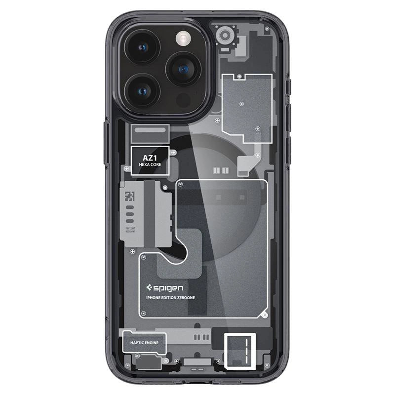Spigen Ultra Hybrid Mag Case with MagSafe for iPhone 15 Pro - Dark Gray (Zero One Pattern)_10