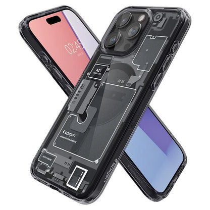 Spigen Ultra Hybrid Mag Case with MagSafe for iPhone 15 Pro - Dark Gray (Zero One Pattern)_12