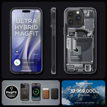 Spigen Ultra Hybrid Mag Case with MagSafe for iPhone 15 Pro - Dark Gray (Zero One Pattern)_14