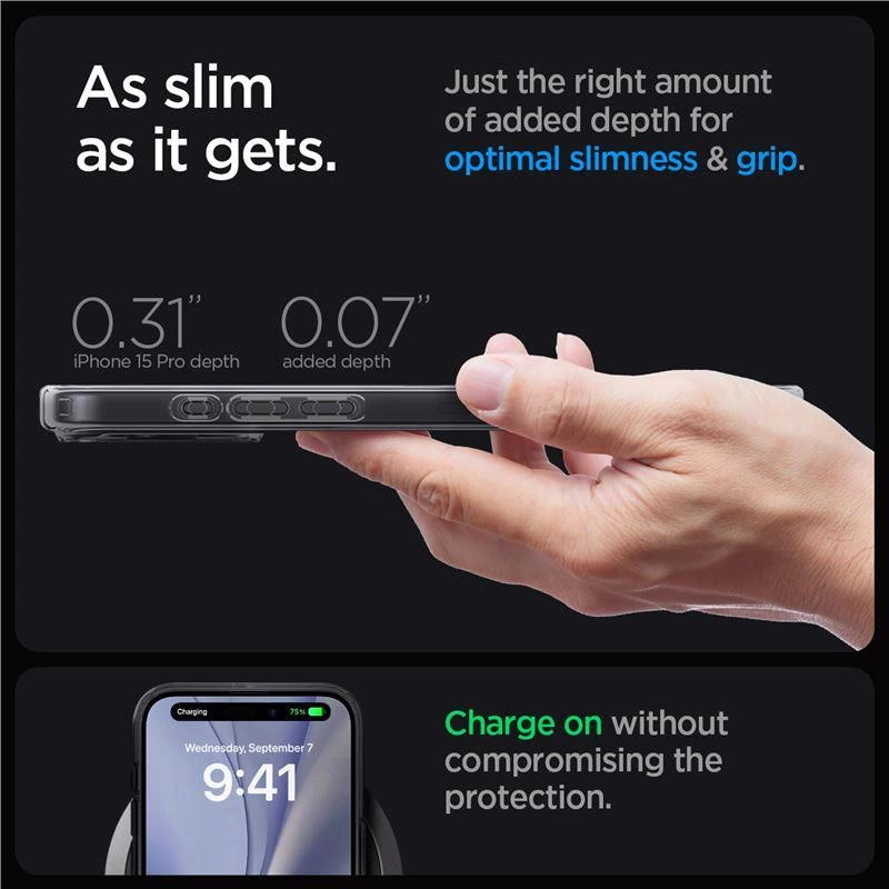 Spigen Ultra Hybrid Mag Case with MagSafe for iPhone 15 Pro - Dark Gray (Zero One Pattern)_2