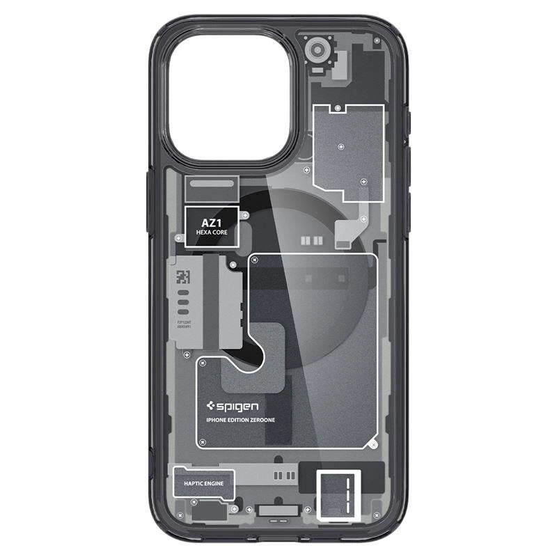 Spigen Ultra Hybrid Mag Case with MagSafe for iPhone 15 Pro - Dark Gray (Zero One Pattern)_3