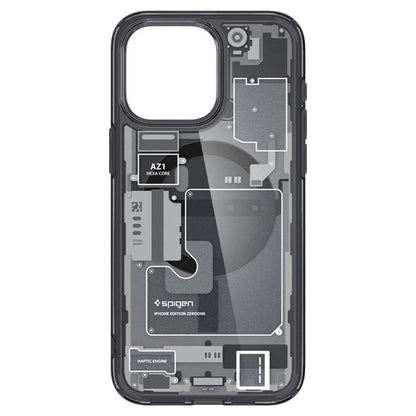 Spigen Ultra Hybrid Mag Case with MagSafe for iPhone 15 Pro - Dark Gray (Zero One Pattern)_3