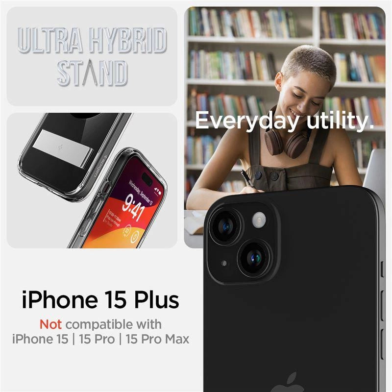 Spigen Ultra Hybrid S MagSafe Case with Stand for iPhone 15 Plus - Black_1