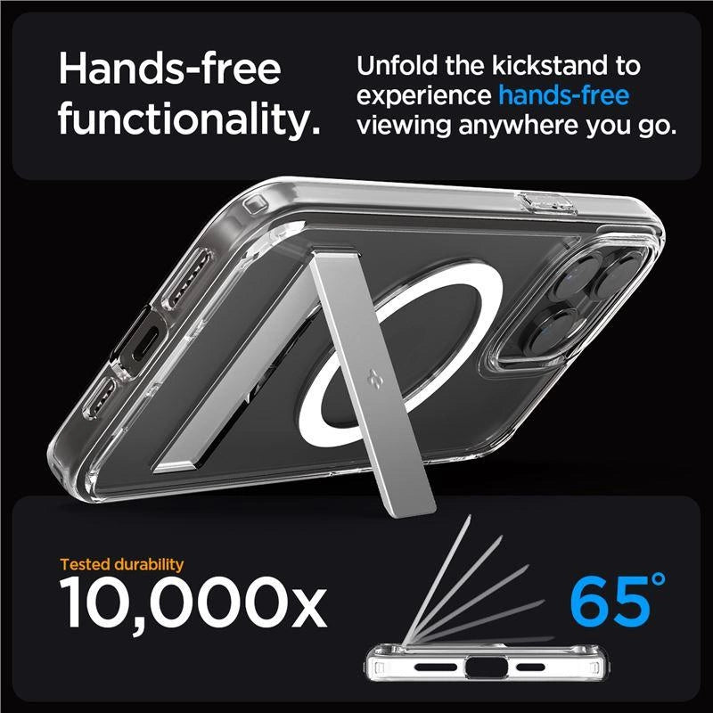 Spigen Ultra Hybrid S MagSafe Case with Stand for iPhone 15 Pro - Transparent_11