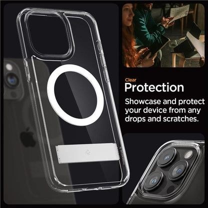 Spigen Ultra Hybrid S MagSafe Case with Stand for iPhone 15 Pro - Transparent_14
