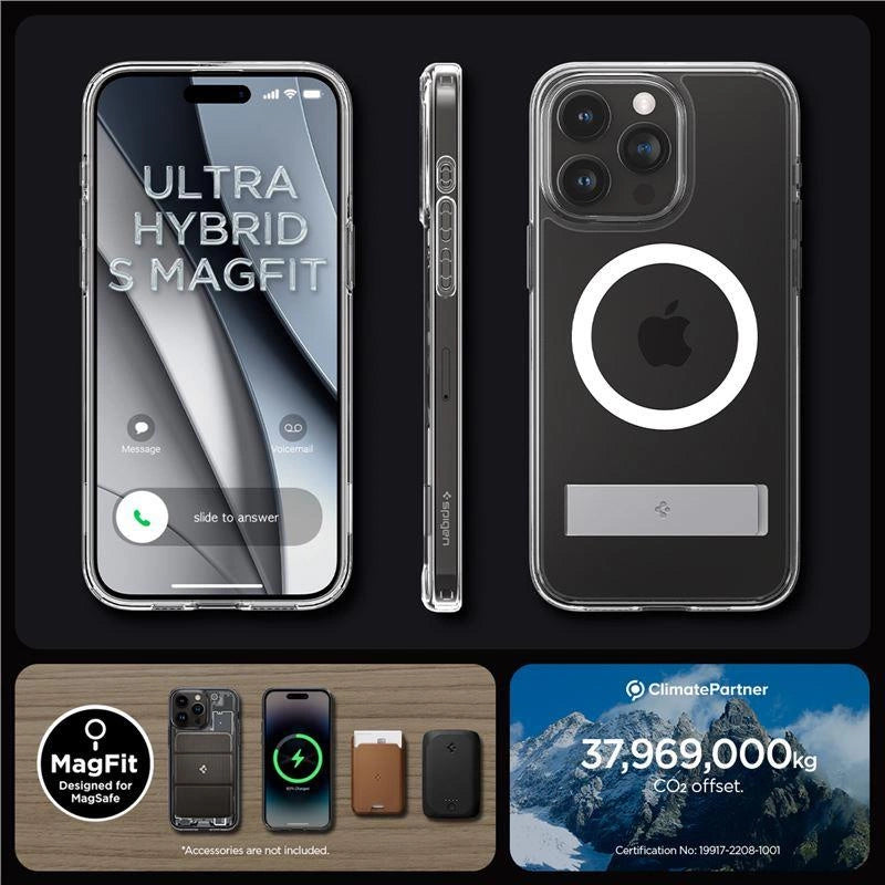 Spigen Ultra Hybrid S MagSafe Case with Stand for iPhone 15 Pro - Transparent_15