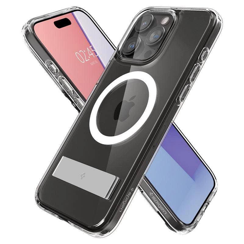 Spigen Ultra Hybrid S MagSafe Case with Stand for iPhone 15 Pro - Transparent_4