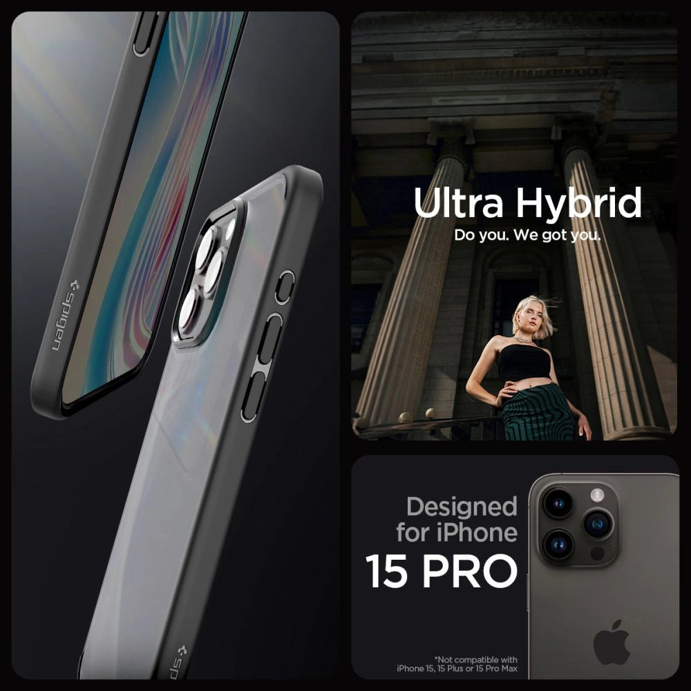 Spigen Ultra Hybrid iPhone 15 Pro Case - Clear Black_3