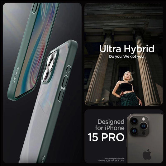 Spigen Ultra Hybrid iPhone 15 Pro Case - Dark Green_0
