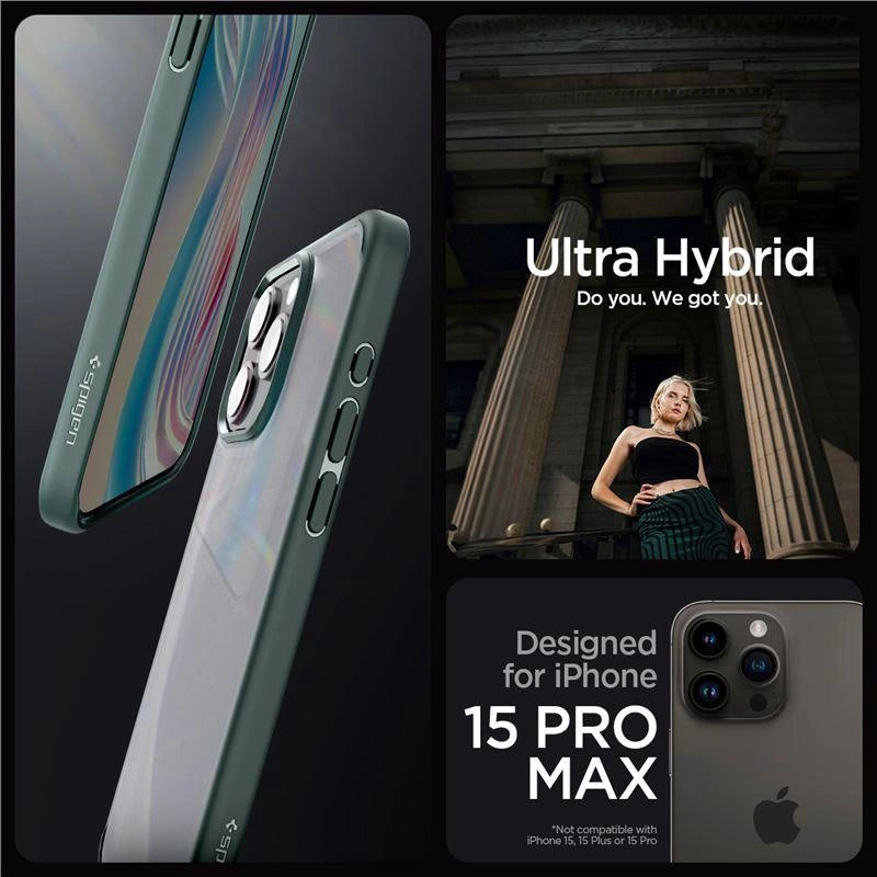 Spigen Ultra Hybrid iPhone 15 Pro Max Case - Dark Green_3