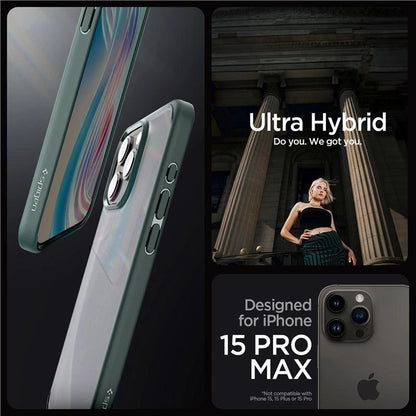 Spigen Ultra Hybrid iPhone 15 Pro Max Case - Dark Green_3