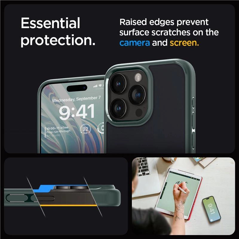 Spigen Ultra Hybrid iPhone 15 Pro Max Case - Dark Green_4