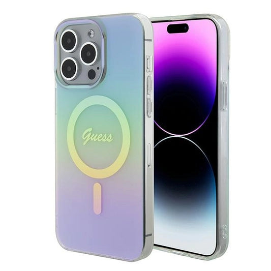 Guess GUHMP15XHITSQ iPhone 15 Pro Max turquoise/turquoise hardcase IML Iridescent MagSafe_0