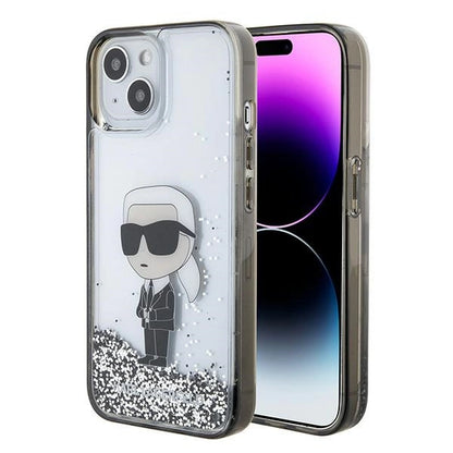 Karl Lagerfeld KLHCP15SLKKNSK iPhone 15 6.1" transparent hardcase Liquid Glitter Ikonik_0