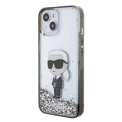 Karl Lagerfeld KLHCP15SLKKNSK iPhone 15 6.1" transparent hardcase Liquid Glitter Ikonik_1